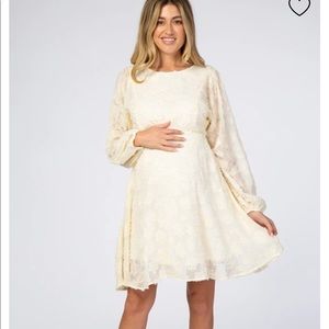 Cream flocked maternity dress